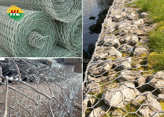 Twist Wire Mesh Stone Cages , PVC Coated Retaining Wall Cages 1m Height