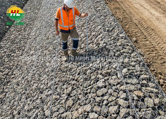 verzinkte sechseckige Gabionenwände 2x1x1m Großer Lagerbestand Ingenieurprojekte Stützmauer Straße Schnelle Lieferung