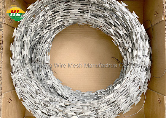 Stacheldraht-Rasiermesser-Draht HUILONG 150FT Ziehharmonika-, Verpackungs-Rasiermesser-Draht BTO 22 flacher